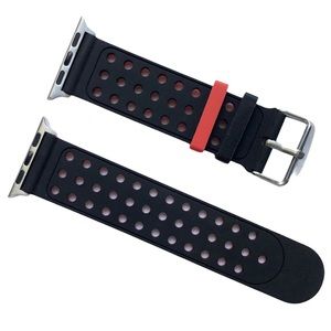 5/$20 NEW Black Red Holes Silicone Sport Band Apple Watch 38/40/41mm M